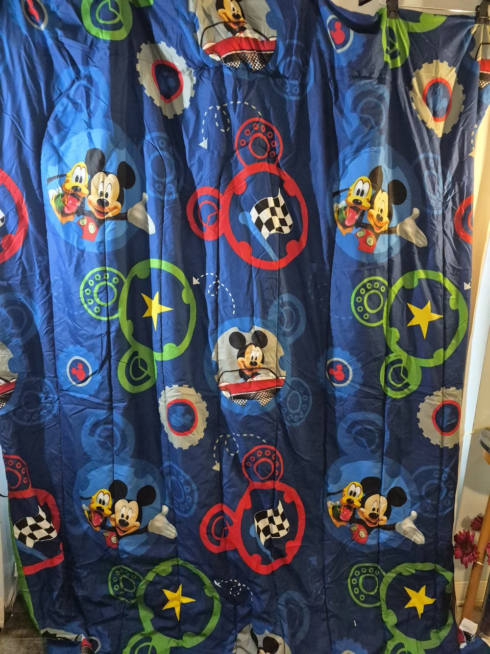 Disney Mickey Road Racer Blue & Red Kids Throw Blanket